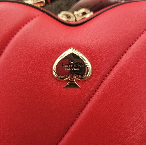 Kate Spade New York Love Shack Quilted 3D Heart Crossbody bag in ruby red - Picture 5 of 7